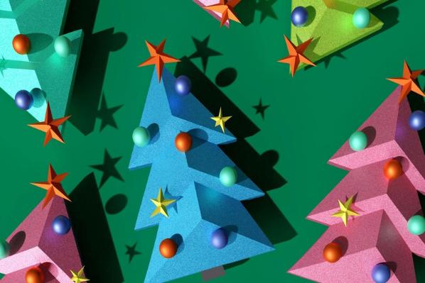 Coloured Christmas trees