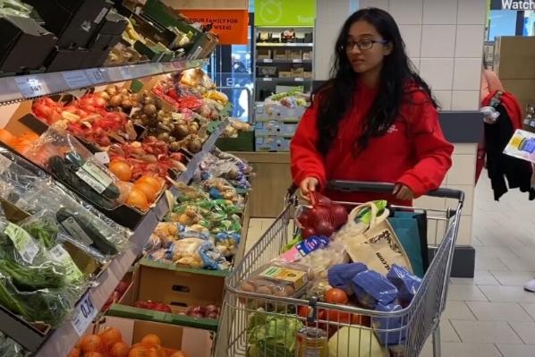 Student Darshana shopping in Lidl